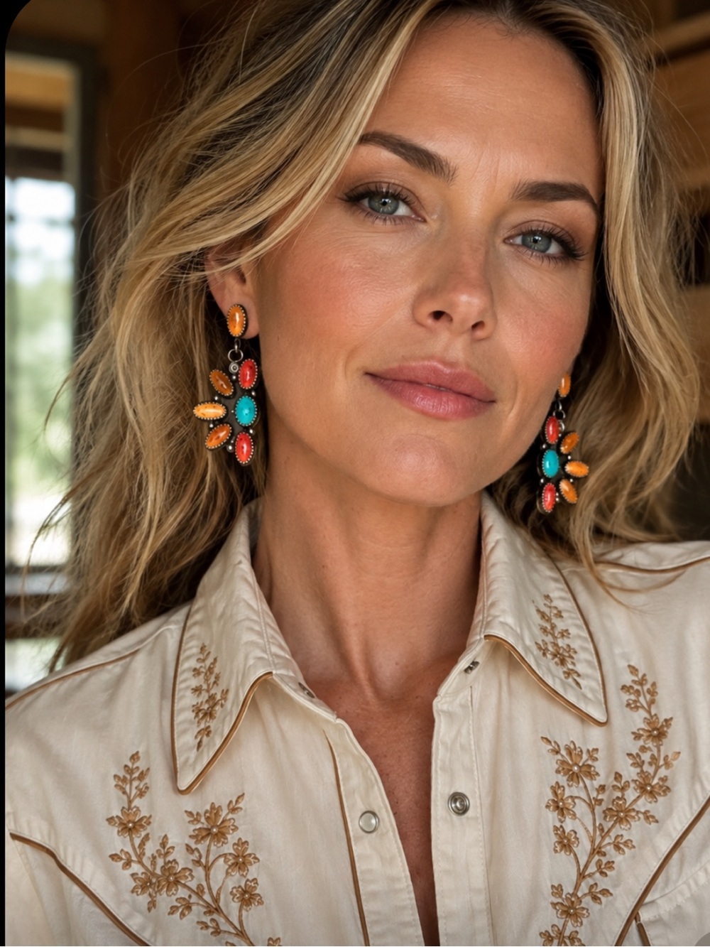 Navajo Jacqueline Silver Spiny Oyster & Turquoise Sterling Silver Earrings
